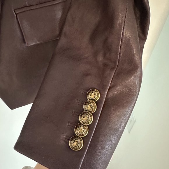 NWT Veronica Beard Gail Dickey Leather Blazer Jacket Notch Lapel Sz 4 in Oxblood - Picture 5 of 13